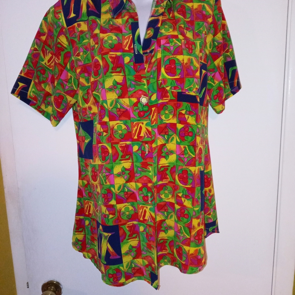 90's vintage Italian upcycle printed blouse